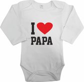 Baby rompertje - I love papa - Romper lange mouw wit - Maat 62/68