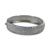 Silventi 9SIL-21564 Zilveren Armband - Dames - Bangle - Zirkonia - 13.4 mm Breed - 60 x 53 mm - Rhodium - Veiligheidsachtje - Zilver