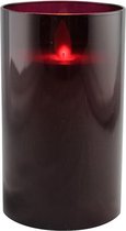 Magic Flame Led-kaars In Kaarshouder 12,5 X 7 Cm Glas Bordeaux
