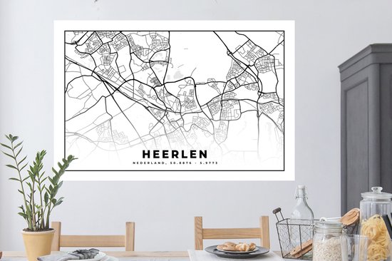 Stickers Stickers muraux - Plan de la ville - Heerlen - Pays- Nederland - 120x80 cm - Feuille adhésive - Carte