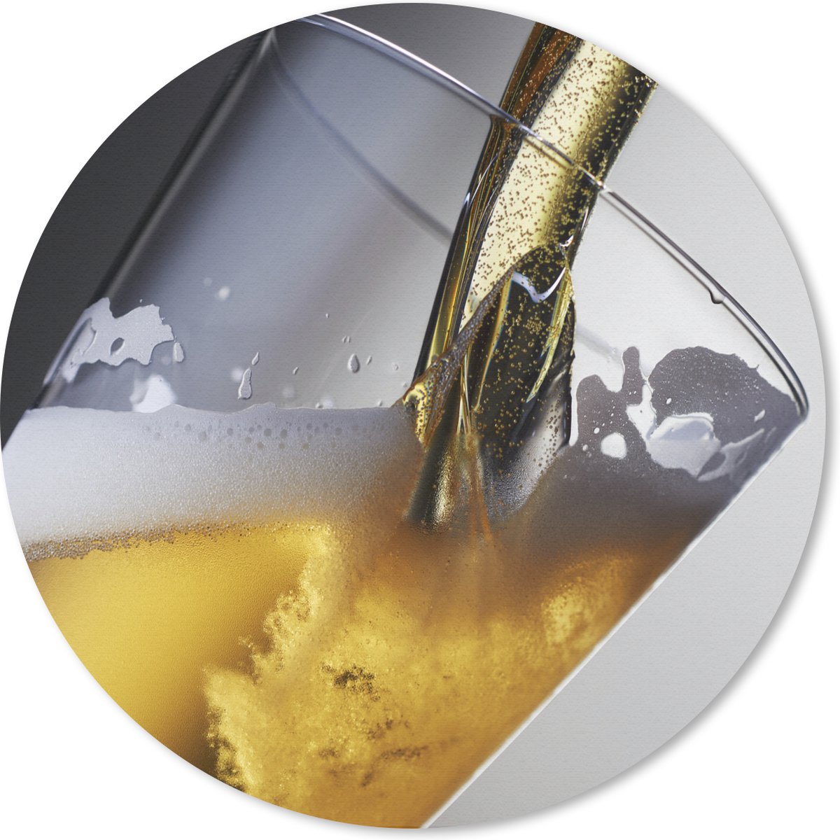 Muismat rond 20x20 cm - Mousepad Getapt bier op een donkere achtergrond - Ronde muismatten