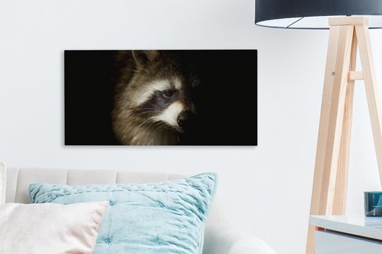 Tableau Peinture Raton Laveur - Animaux Sauvages - Zwart - 40x20 cm - Décoration murale