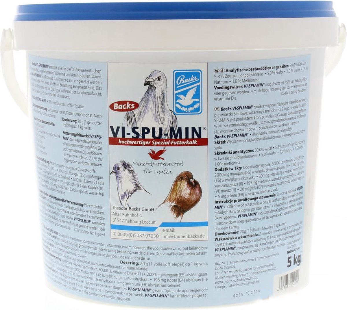 Backs Vi-Spu-Min - Emmer 5kg - voor postduiven