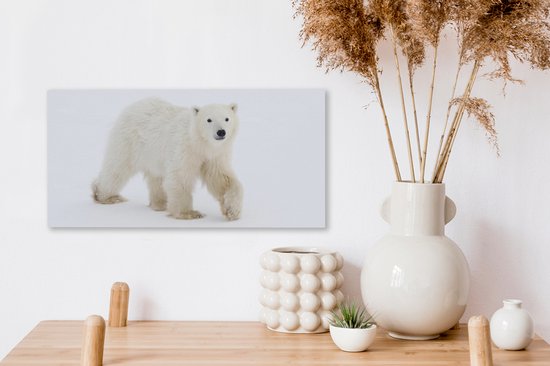 Tableau sur toile Ours Polaire - Neige - Wit - 40x20 cm - Décoration murale