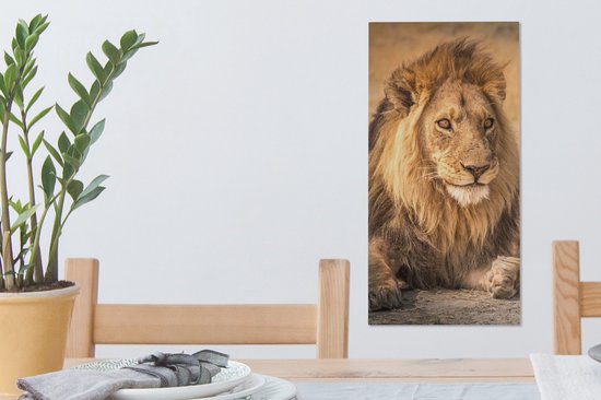 Toile Peinture Lion - Gros Plan - Savane - 20x40 cm - Décoration murale