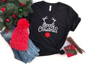 Lykke Merry Christmas T-Shirt | Kerst | Mannen - Vrouwen - Unisex | Katoen | Zwart | Maat XL