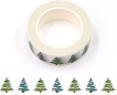 Witte washi tape - kerstbomen | 15mm - 10m
