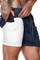 JS - Vêtements de Vêtements de sport - pantalons de sport - shorts 2 en 1 - pantalons de sport avec poche mobile - hommes