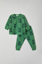 Woody badstof pyjama baby - groen met highlander koe all-over print - 212-3-WPD-T/919 - maat 80