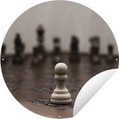 Tuincirkel Wit verliest met schaken - 120x120 cm - Ronde Tuinposter - Buiten XXL / Groot formaat!