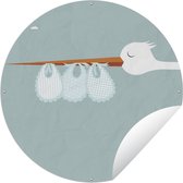 Tuincirkel Illustratie van een ooievaar met slabbetjes - 120x120 cm - Ronde Tuinposter - Buiten XXL / Groot formaat!