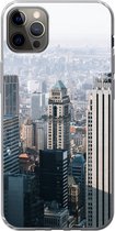 Geschikt voor iPhone 13 Pro Max hoesje - New York - Skyline - Mist - Siliconen Telefoonhoesje