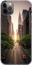 Geschikt voor iPhone 13 Pro Max hoesje - Straat van New York in de ochtend - Siliconen Telefoonhoesje