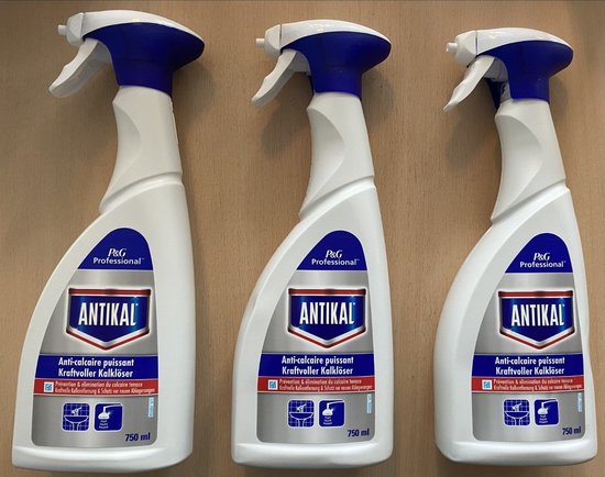 Antikal Spray Anti-calcaire - 3x750 ml - Nettoyant anti-calcaire puissant -  3 flacons
