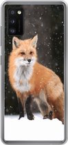 Telefoonhoesje Geschikt voor Samsung Galaxy A41 hoesje - Vos - Sneeuw - Winter - Siliconen Telefoonhoesje