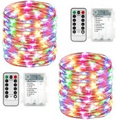 Lichtsnoer | Lichtketting | Kerstverlichting | Warmwit | 100 Leds | 10 Meter | 8 Standen | Binnen/Buiten | Koperdraad | Waterdicht | Afstandsbediening | Batterijen | Timerfunctie