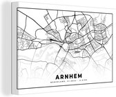 Tableau sur Toile City Map - Arnhem - Zwart - Wit - 30x20 cm - Décoration murale