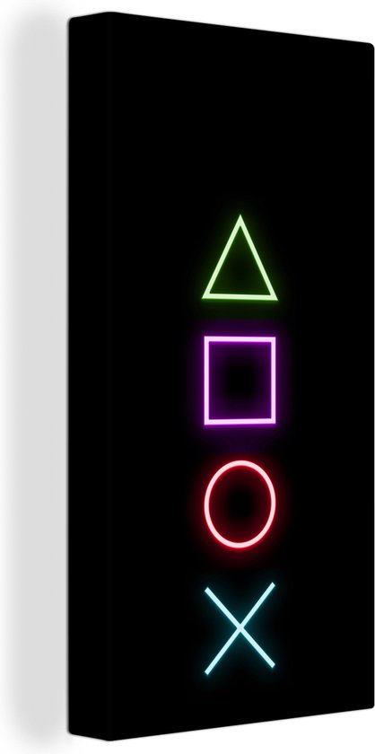 Canvas - Gaming - Figuren - Controller - Console - Neon - Gamen - 20x40 cm - Gaming room decoratie - Schilderijen op canvas