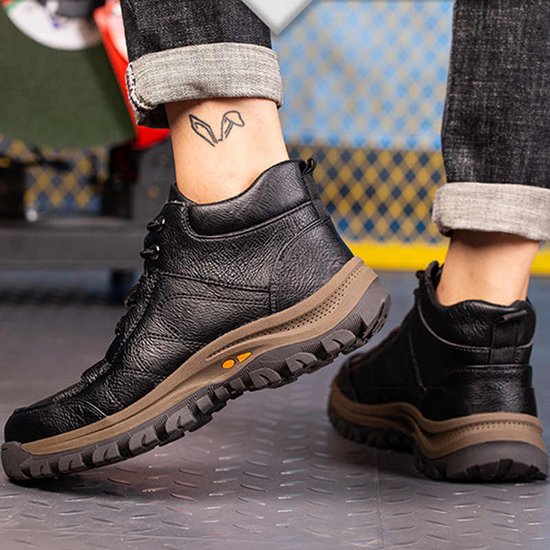 ZDJSW Diabetes Schoenen Heren - Lederen Veiligheidsschoenen Met Stalen Neus En Antislip Zool