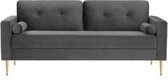 Nancy's Clive Bank - Sofa - 2-Zits - Rugkussens - Metaal - Fluweel - Eucalyptushout - Grijs - 181 x 82 x 86 cm