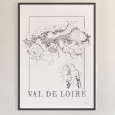 Brushery - Wijnkaart Val de Loire - Frankrijk - Wijngebieden - Zwart witte poster