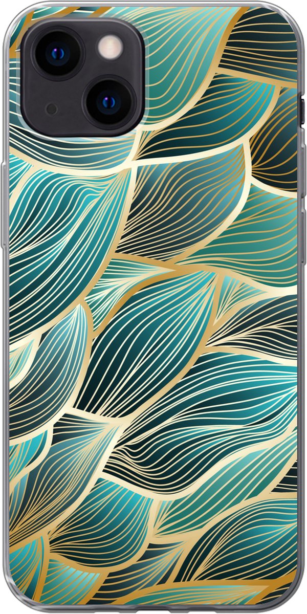 Telefoonhoesje Geschikt voor iPhone 13 mini hoesje - Patronen - Goud - Abstract - Golf - Siliconen Telefoonhoesje Telefoonhoesje