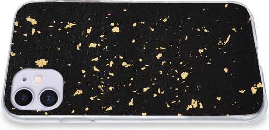 Telefoonhoesje Geschikt voor iPhone 11 hoesje - Gouden vlokken op een zwarte achtergrond - Siliconen Telefoonhoesje Telefoonhoesje