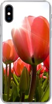 Geschikt voor iPhone Xs Max hoesje - Bloemen - Tulpen - Zon - Siliconen Telefoonhoesje