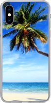 Geschikt voor iPhone X hoesje - Palmbomen - Strand - Zee - Siliconen Telefoonhoesje