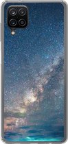 Geschikt voor Samsung Galaxy A12 hoesje - Sterren - Zonnestelsel - Turquoise - Jongens - Meisjes - Kinderen - Siliconen Telefoonhoesje
