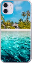 Geschikt voor iPhone 11 hoesje - Strand - Palmbomen - Zee - Siliconen Telefoonhoesje