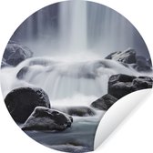 WallCircle - Stickers muraux - Cercle de papier peint - Cascade - Pierres - Nature - ⌀ 140 cm - Cercle mural - Autocollant - Sticker papier peint rond