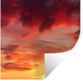 Muurstickers - Sticker Folie - Wolken - Zon - Rood - 120x120 cm - Plakfolie - Muurstickers Kinderkamer - Zelfklevend Behang XXL - Zelfklevend behangpapier - Stickerfolie