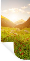 Muurstickers - Sticker Folie - Bloemen - Berg - Zon - 20x40 cm - Plakfolie - Muurstickers Kinderkamer - Zelfklevend Behang - Zelfklevend behangpapier - Stickerfolie