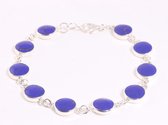 Hoogglans zilveren armband met lapis lazuli