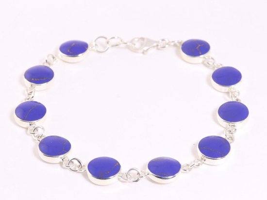 Bracelet en argent brillant avec lapis-lazuli