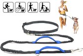 Canicross Looplijn Hond met Heupriem voor Hardlopen - Elastische Handsfree Hondenriem  - Honden Trainingslijn - 150/210cm - Blauw