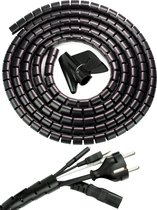 PrimeAmbition Spiraalslang – Zwart – 5 meter – 22mm – Kabel management – Spiraalkabel – Voor Bureau en TV – Cable sleeve – Kabelhoes – Kabelspiraal – Kabelmantel – Kabelsok – Spiraalband