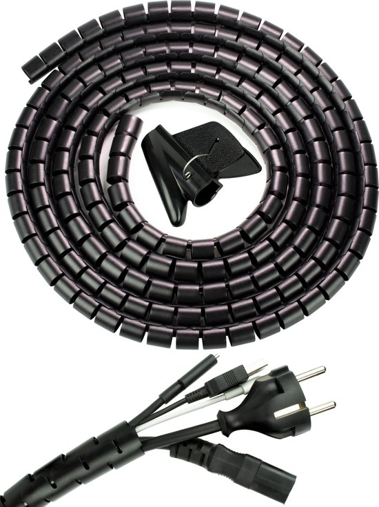 Zinloos Verwaarlozing Donker worden PrimeAmbition Spiraalslang – Zwart – 5 meter - 22mm - Kabel management –  Spiraalkabel... | bol.com