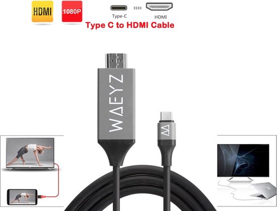 Edición Apuesta Categoría ORIGINELE WAEYZ - USB-C naar HDTV HDMI Kabel 2 meter - voor film video  afspelen via... | bol.com