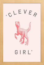 JUNIQE - Poster in houten lijst Clever Girl -30x45 /Roze