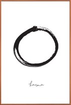 JUNIQE - Poster met kunststof lijst Karma cirkel -40x60 /Wit & Zwart