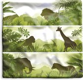 Kussenhoes 40x40 cm - tekening van Afrikaanse landschappen met dieren - Katoen / Polyester - Voor Binnen