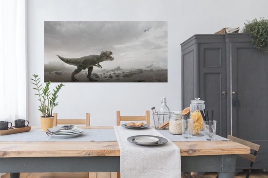 Poster Dinosaurus - Zand - Wolken - 150x75 cm