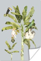 Poster Jungle - Luiaard - Vogel - 60x90 cm