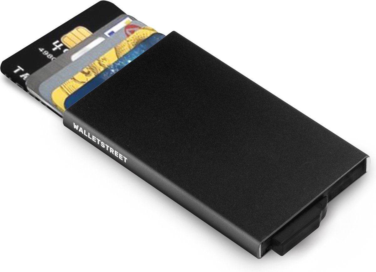 Walletstreet Uitschuifbare Pasjeshouder XR Type -  Walletstreet Aluminium Creditcardhouder Card Protector Anti-Skim/ RFID Card Protector 7 Pasjes – Zwart - walletstreet