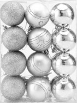 Deuba Kerstballen 24 stuks Zilver - diameter  6cm