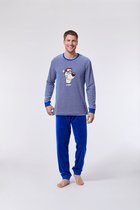 Woody pyjama jongens/heren - blauw-wit gestreept - ijsbeer - 212-1-PLC-V/912 - maat S