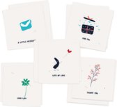 VOOR JOU - Set 10 gevouwen luxe wenskaarten inclusief envelop - ansichtkaarten - bedankt - good luck - zomaar - lots of love - cadeau - 5 verschillende designs