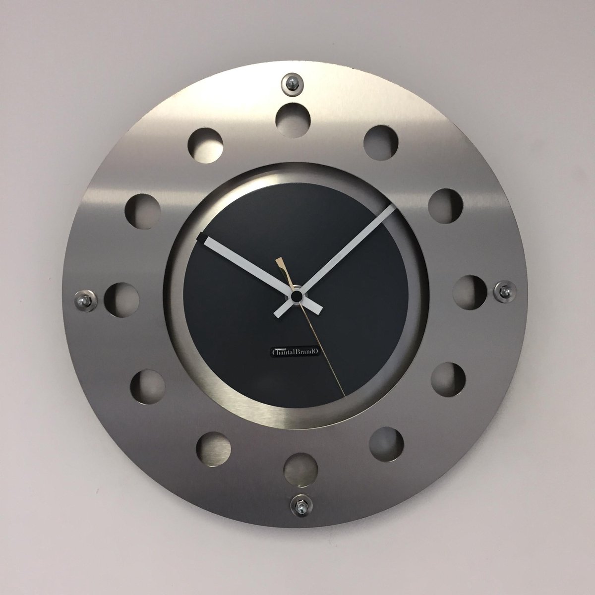 WANDKLOK MECANICA SMALL INNER CIRCLE GREY WHITE GOLD MODERN DUTCH DESIGN HANDGEMAAKT 40 cm